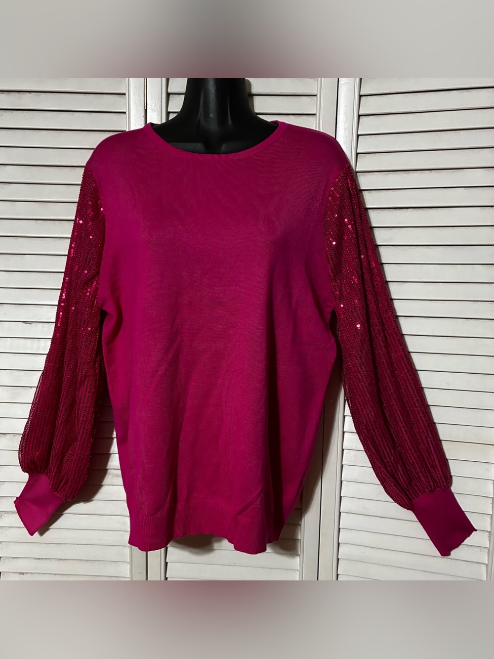 Women's pink Sequin Sleeve Sweater